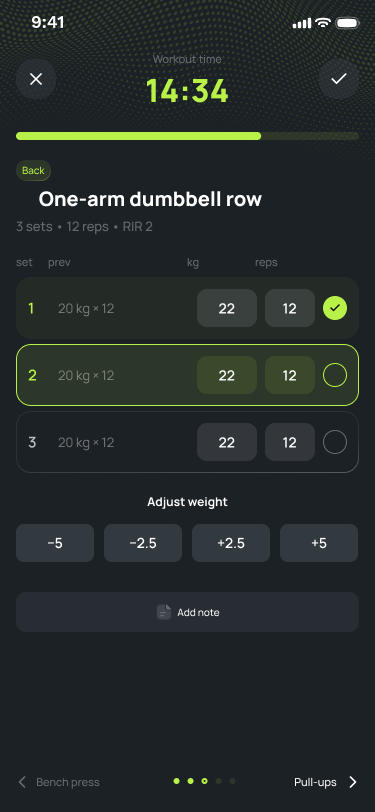 CoachPulse client workout — exercise