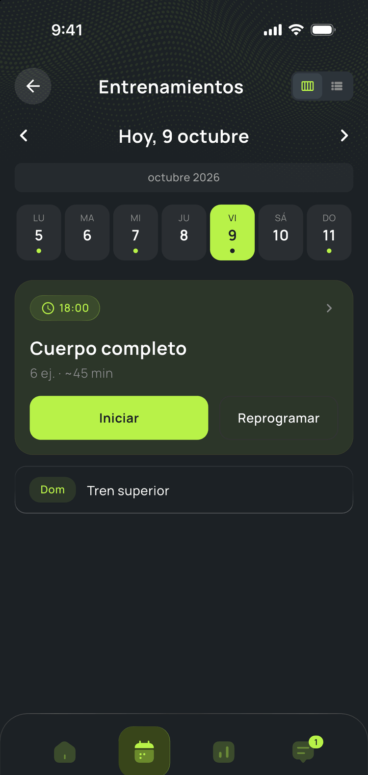 Agenda del cliente en CoachPulse