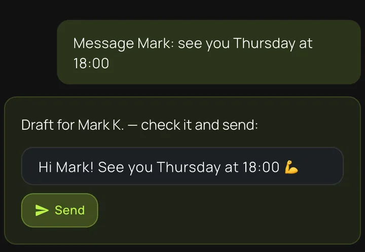 Message draft — check it and send