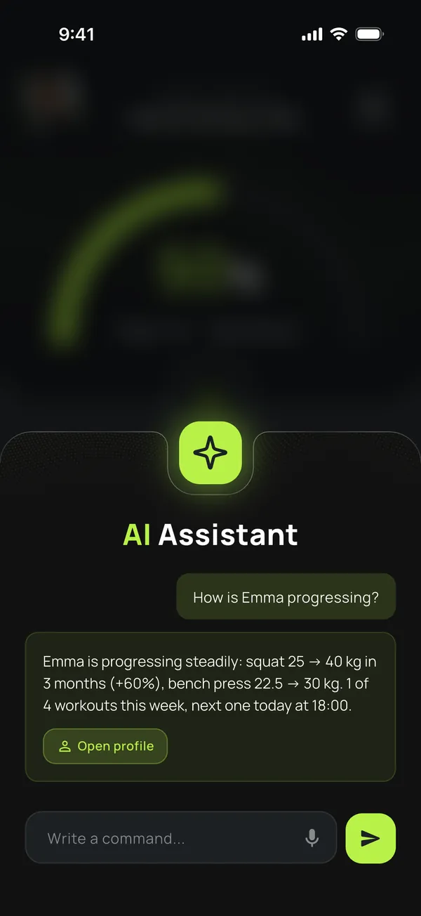 Assistant answering about a client’s progress